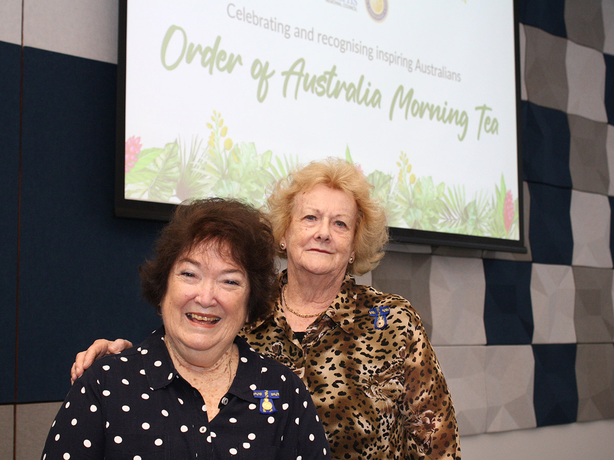 Order of Australia honours morning tea at Council: Jo-Ann Lees OAM with former Cairns Councillor Deirdre Ford.